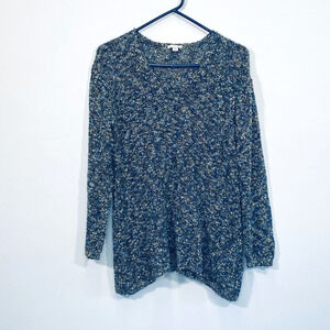 J. Jill Sweater Size Small Blue Green Pullover V NeckChunky Knit Lagenlook